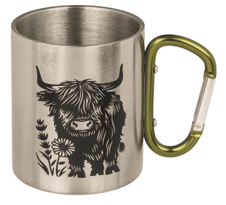 Stalowy Kubek z Karabińczykiem Highland Cow - Krowa Szkocka  (5).png