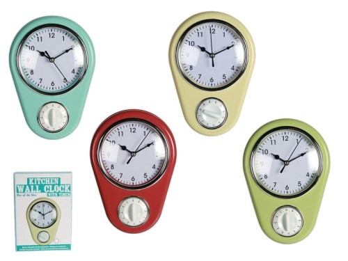 ZEGAR KUCHENNY ŚCIENNY Z MINUTNIKIEM TIMEREM RETRO 2