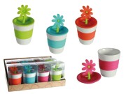 KUBEK Z POKRYWKĄ SILIKONOWĄ KWIATEK NA WYNOS AUTA 2