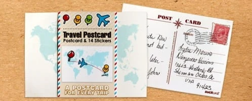 KARTKA PODRÓŻNIKA POCZTÓWKA DIY TURYSTY + NAKLEJKI 3