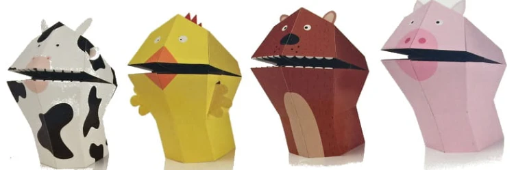 PAPIEROWE PACYNKI - FARMA KUKIEŁKI GŁOWY DIY