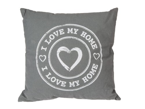 PODUSZKA DEKORACYJNA I LOVE MY HOME SZARA DOM