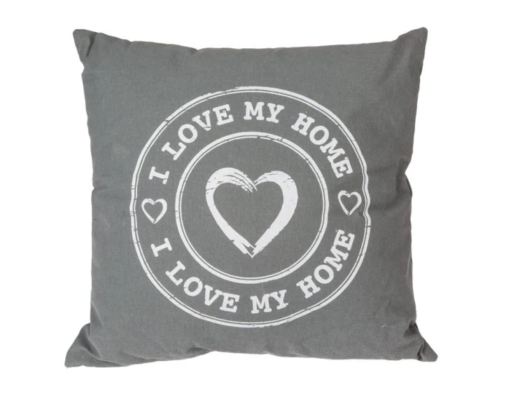 PODUSZKA DEKORACYJNA I LOVE MY HOME SZARA DOM