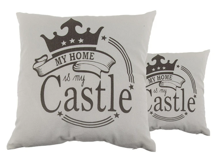 PODUSZKA DEKORACYJNA MY HOME IS MY CASTLE KREMOWY