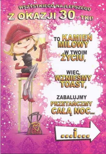 KARNET POCZTÓWKA URODZINOWA KOPERTĄ 30 URODZINY 1 1