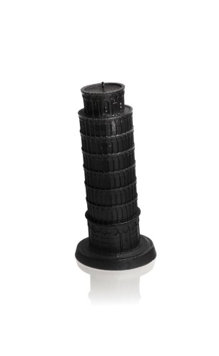 ŚWIECA KRZYWA WIEŻA W PIZIE XXL CZARNY METALIK 3D 2