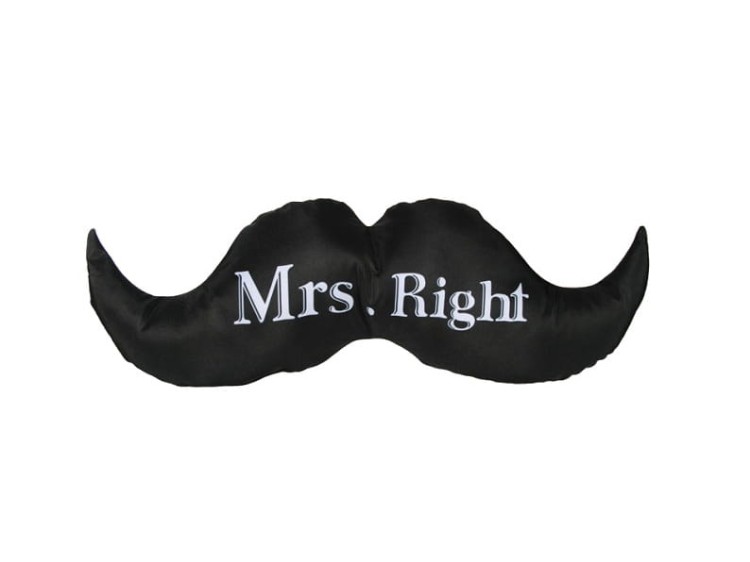 PODUSZKA MR LUB MRS RIGHT WĄSY DWUSTRONNA CZARNA 1