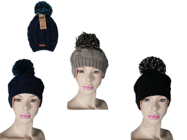 CZAPKA Z POMPONEM DAMSKA ZIMOWA PLECIONA KRASNAL 2