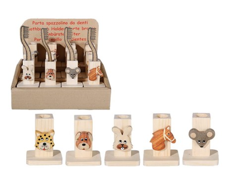 POJEMNIK NA SZCZOTECZKĘ DO ZĘBÓW STOJAK DREWNIANY 2