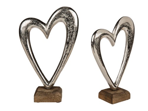 SERCE metalowe z podstawą DREWNIANĄ FIGURKA OZDOBA .jpg