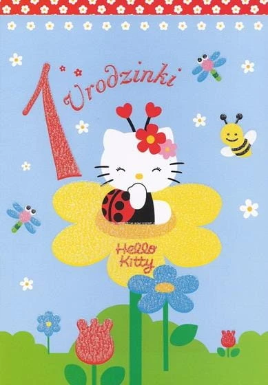 Karnet Hello Kitty z kopertą Pocztówka 1 Urodziny 1