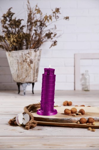 ŚWIECA Krzywa Wieża w Pizie XXL - różowy metalik 2.jpg