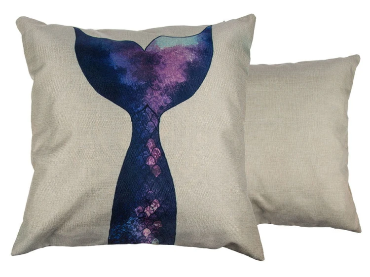 DEKORACYJNA PODUSZKA OGON SYRENY - 100% PŁÓTNO RYBI