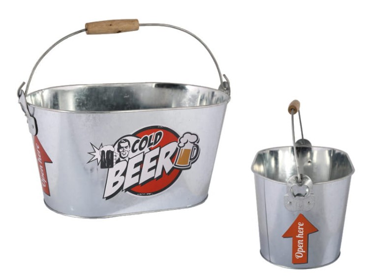 WIADERKO DO LODU COLD BEER BUTELEK POJEMNIK LÓD METALOWE