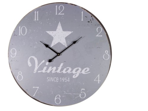 Zegar drewniany retro XXL - Gwiazda Ścienny