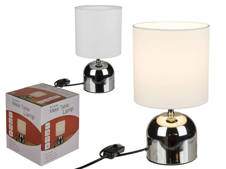 LAMPA STOJĄCA - srebrna z abażurem LAMKA BIURKOWA .jpg