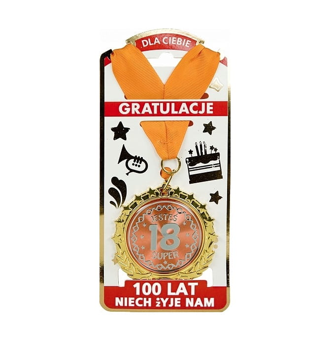 ZŁOTY MEDAL metalowy Jesteś Super 18 URODZINY .jpg