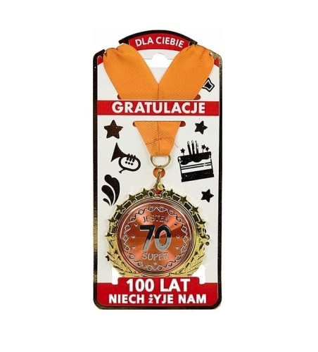 ZŁOTY MEDAL metalowy Jesteś Super 70 URODZINY .jpg