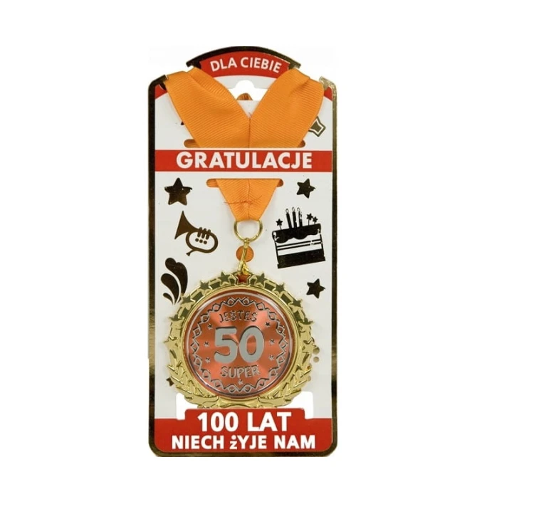 ZŁOTY MEDAL metalowy Jesteś Super 50 URODZINY .jpg