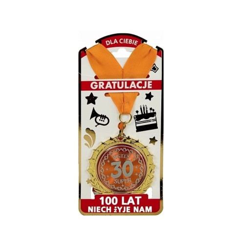ZŁOTY MEDAL metalowy Jesteś Super 30 URODZINY .jpg