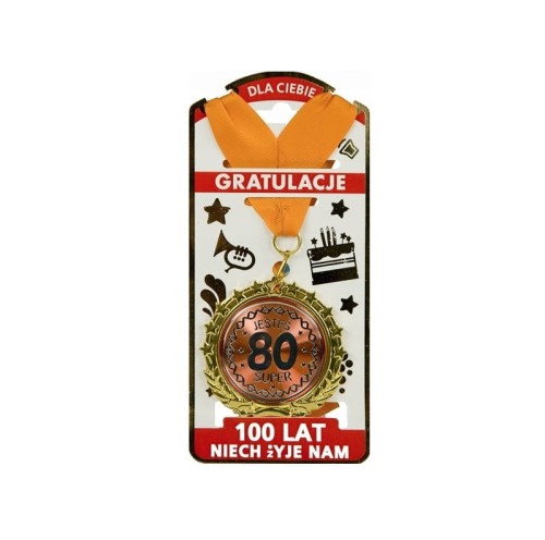 ZŁOTY MEDAL metalowy Jesteś Super 80 URODZINY .jpg