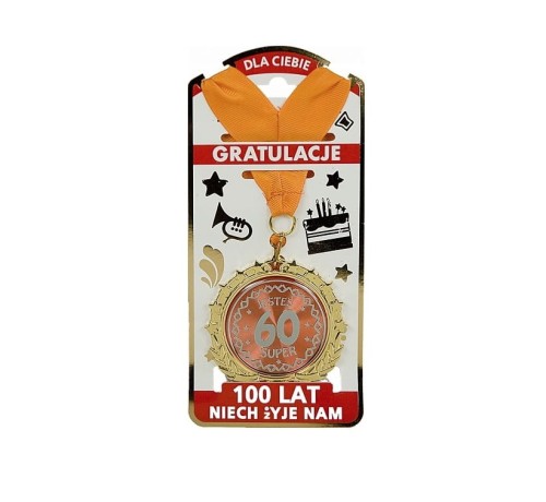 ZŁOTY MEDAL metalowy Jesteś Super 60 URODZINY .jpg