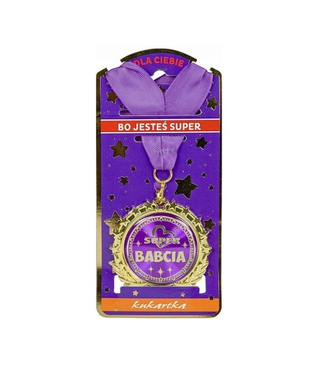 ZŁOTY MEDAL metalowy Super Babcia PREZENT URODZINY .jpg