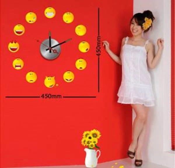 ZEGAR ŚCIENNY NAKLEJKA BUŹKI EMOTKI EMOTIKON ŚCIANĘ DIY 2