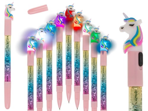 DŁUGOPIS TĘCZOWY brokat podświetlany jednorożec .jpg