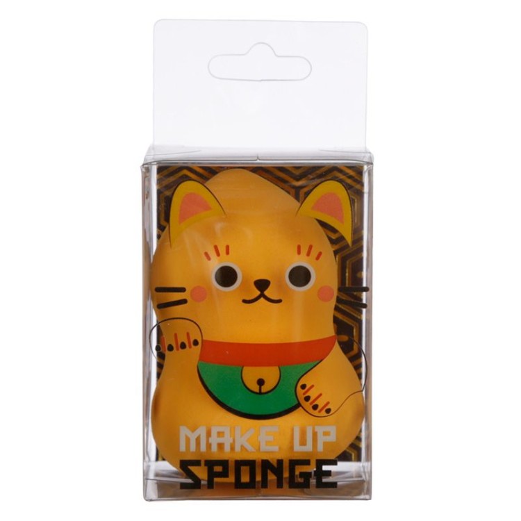 GĄBKA KOSMETYCZNA kot szczęścia Maneki Neko ŻÓŁTA 1.jpg