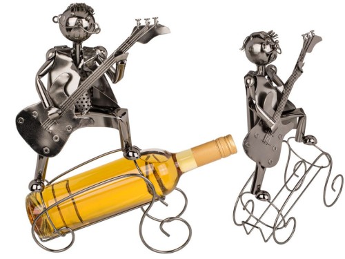 Metalowy STOJAK na wino - muzyk BUTELKĘ z gitarą .jpg