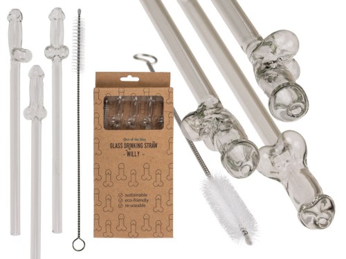 Szklane SŁOMKI PENISKI komplet 4 sztuk SZCZOTECZKA .jpg