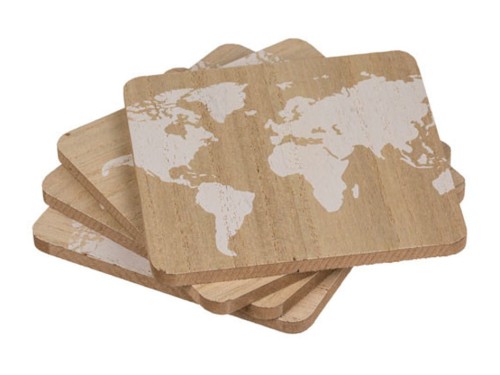 PODKADKI drewniane POD KUBKI wzór mapa świata 4szt 1.jpg