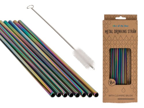 METALOWE SŁOMKI napojów szczoteczka TĘCZA KOLOROWE .jpg
