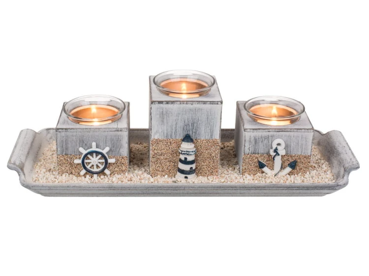 Drewniana podstawka ze ŚWIECZNIKAMI Marine 34 cm 1.jpg