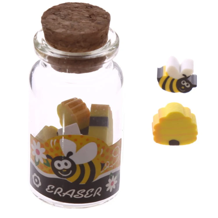 MINI GUMKI do ścierania pszczółki w słoiczku 6szt 1.jpg