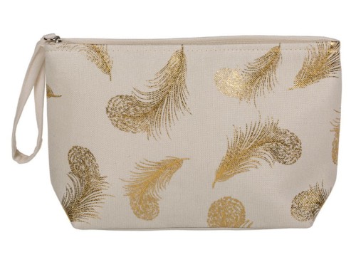 KOSMETYCZKA złote pióra beż DAMSKA Z RĄCZKĄ suwak 1.jpg