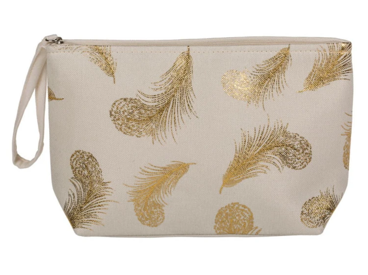 KOSMETYCZKA złote pióra beż DAMSKA Z RĄCZKĄ suwak 1.jpg