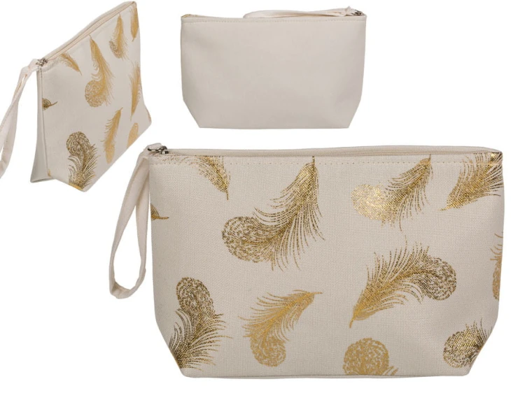 KOSMETYCZKA złote pióra beż DAMSKA Z RĄCZKĄ suwak 2.jpg