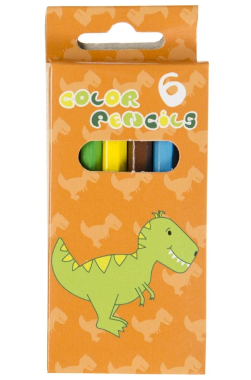 Drewniane kredki zest 6 sztuk KRÓTKIE 9cm DINOZAUR .jpg