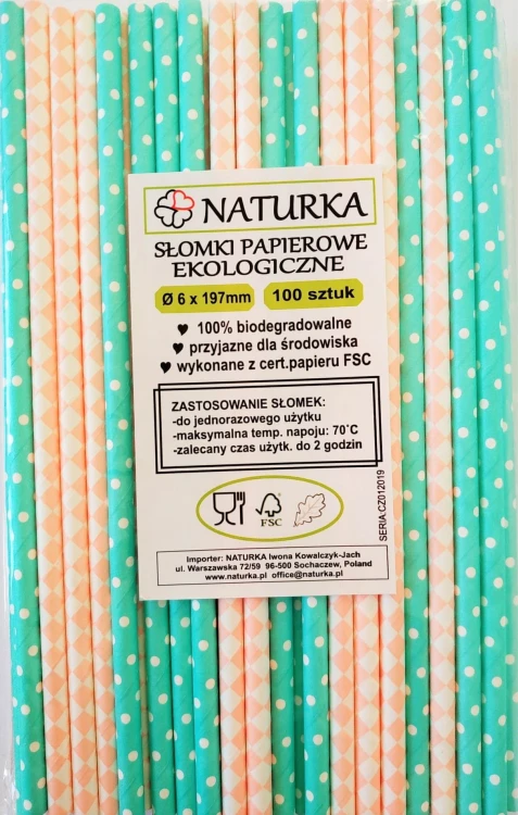 Ekologiczne SŁOMKI PAPIEROWE 100szt 197 mm PASTELE 1.jpg