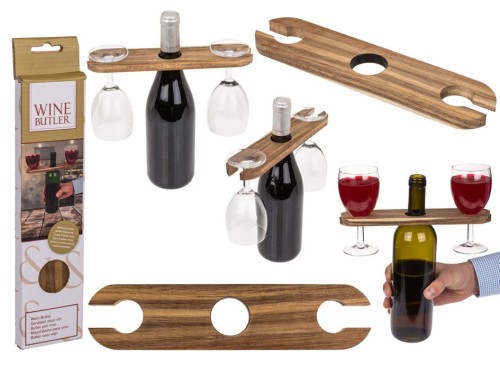 LOKAJ na kieliszki do wina drewno akacjowe UCHWYT .jpg