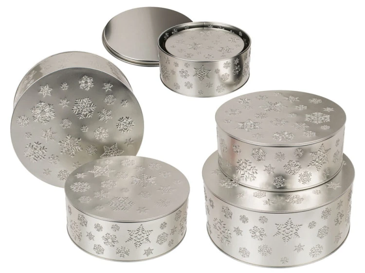 PUSZKI 2 szt metalowe Świąteczne POJEMNIK srebrne .jpg