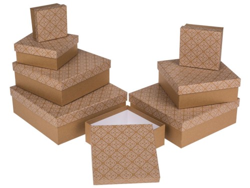 Zest 8 PUDEŁEK papier kraft kwiaty TWARDE POJEMNIK .jpg