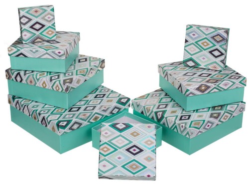 Zest 8 PUDEŁEK turkus, dekor romby TWARDE POJEMNIK .jpg