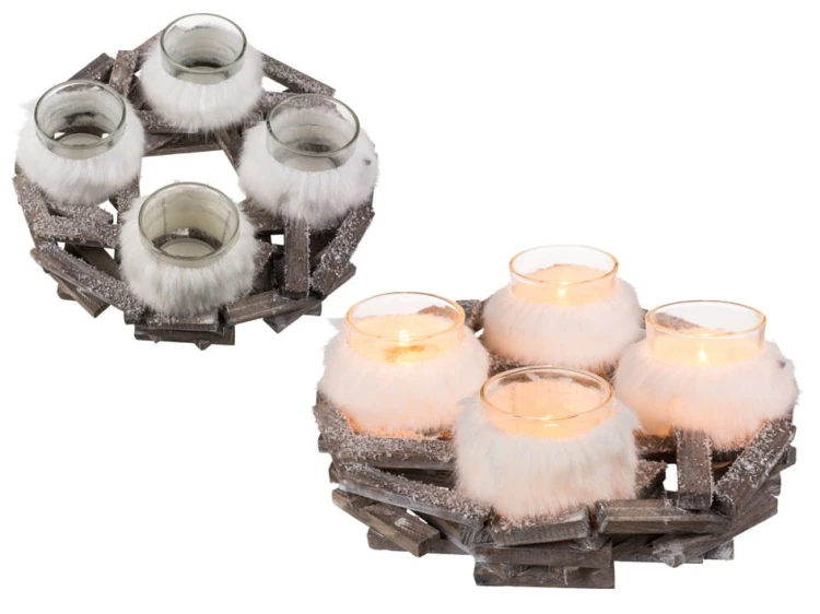 STROIK ŚWIĄTECZNY 4 świeczniki w futerku ŚWIECZKI .jpg