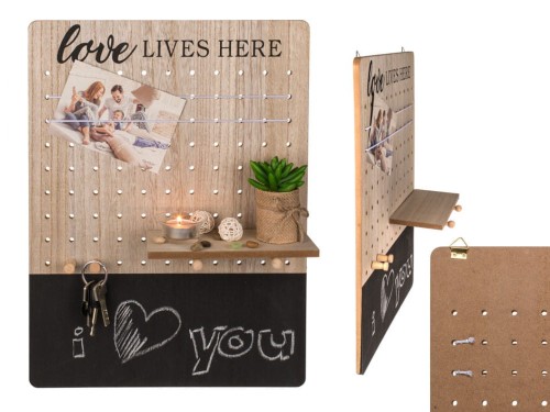 TABLICA XL Love lives here PÓŁKA I WIESZAK wisząca .jpg