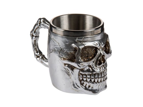 KUBEK CZACHA CZASZKA SREBRNY STAL NIERDZEWNA KUFEL 1