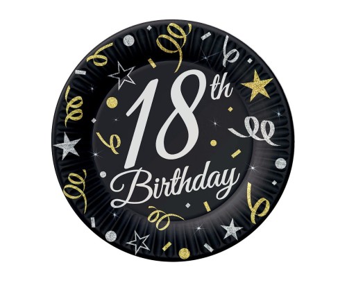Papierowe talerzyki urodzinowe 8 sztuk 18 Birthday .jpg