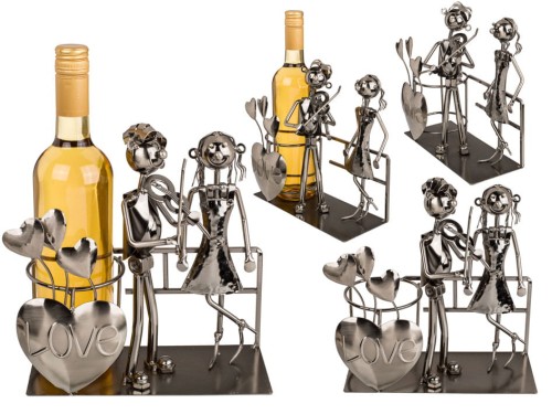 Metalowy stojak na wino Zakochana Para VI Butelkę.jpg